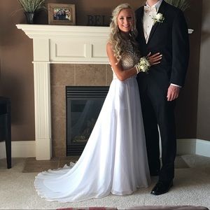 Intrigue White Beaded Prom Dress!